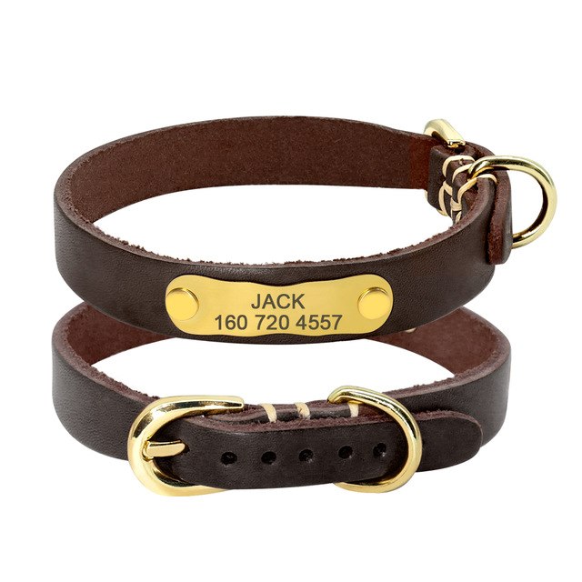 Genuine Leather Personalized Dog Collar#3